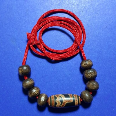 #ad 40 Tibetan bead old agate flower ancient dzi pure amulet necklace tibet eyes 藏珠 $100.00
