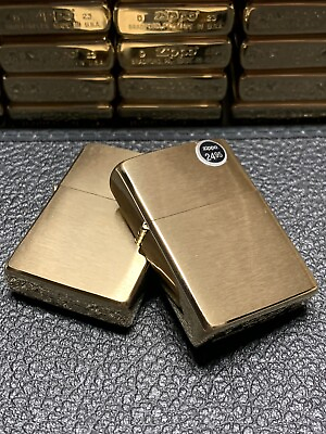 #ad Zippo Brushed Brass Zippo Lighter case Only NO BOX $7.95