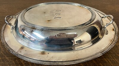 #ad Windsor WM Rogers 3712 Monogrammed Z 11.34” Oval Silver Serving Dish w Lid $19.97