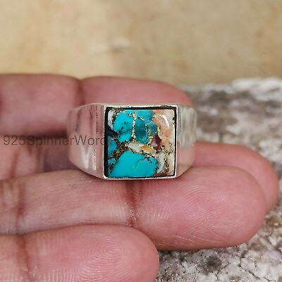 #ad Oyster Copper Turquoise Ring 925 Sterling Silver Band Handmade Gift Ring SK50 $16.99