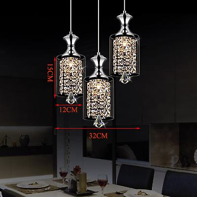 #ad 3 Light Elegant Modern Ceiling Lamp Crystal Chandelier Pendant Lighting Fixture $113.00