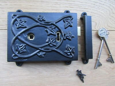 #ad SOLID CAST IRON door latch traditional old fashion repro vintage door rim lock GBP 94.99