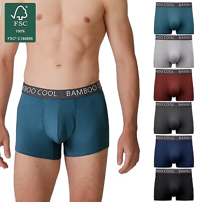 #ad BAMBOO COOL Men#x27;s 6 Pack Trunks Boxer Shorts Organic Underwear Underpants S 3XL $49.99