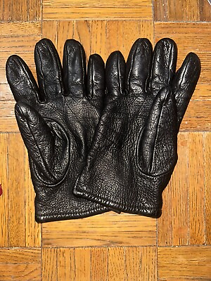 #ad Orvis Black Leather Gloves 100% Cashmere Lining $52.00