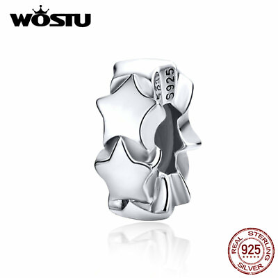 #ad Wostu Starry 925 Sterling Silver Charm Beads Fit Fashion Chain Bracelet Necklace $8.37