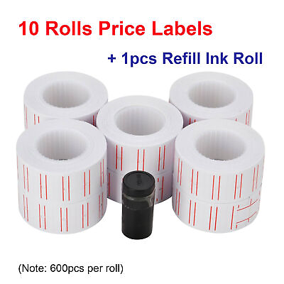 #ad 10 Rolls 6000pcs White Price Paper Tag Sticker Gun Labels Refill US For MX 5500 $8.74