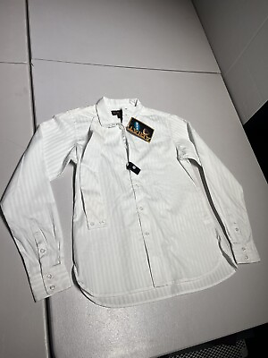 #ad Ariat Shirt Girls 12 Regular Victory White Striped Kids Button Up Cotton $28.00