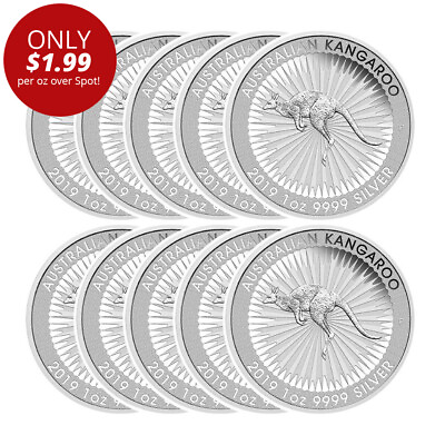 #ad 1 oz Australian Silver Kangaroo Coin Random Year Lot of 10 ON SALE $288.20