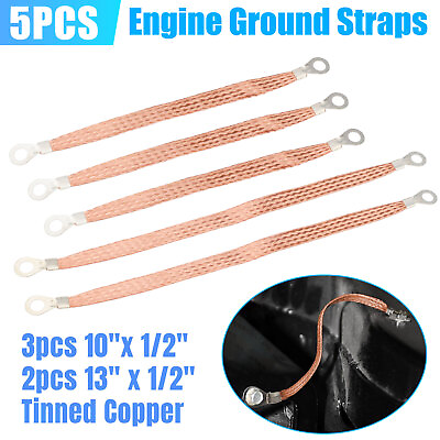 #ad 5× Universal Automotive Ground Strap Copper Car Truck Engine Ground Strap Cable $11.98