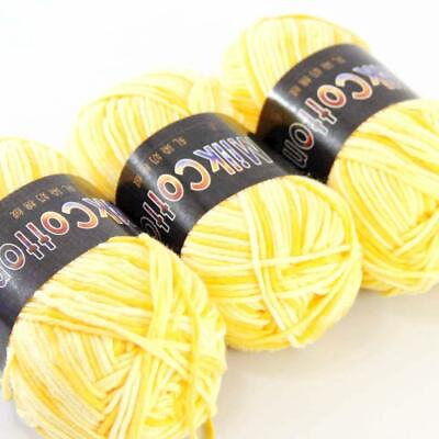 #ad AIPYARN 3Ballsx50gr Cotton DK Baby Crochet Yarn Hand dyed Wool Socks Knitting 02 C $34.65
