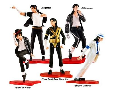 #ad Set of 5 pcs Michael Jackson Memorabilia 5quot; MJ King of Pop Cake Toppers Figures $24.99