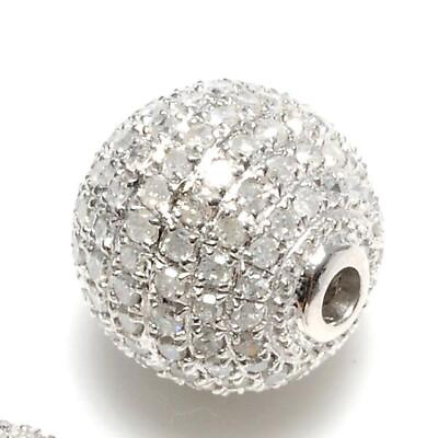 #ad Handmade Pave Diamond Bead Spacer 925 Sterling Silver Finding Jewelry $705.00