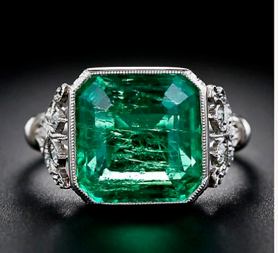 #ad Art Deco Vintage Style 4.50Ct Lab Created Emerald Wedding 925 Silver Ring $71.05
