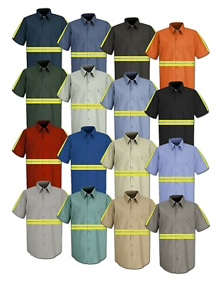 #ad Red Kap Enhanced Visibility Hi Vis Reflective Safety Work Towing Uniform Shirts $32.98