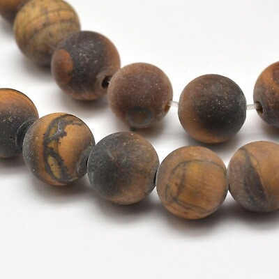 #ad Frosted Natural Tiger Eye Round Bead Strands. 8mm diameter hole: 1mm; about 48p $4.20