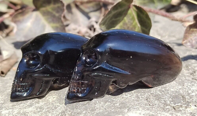 #ad 1pc 2.3quot; Natural Ice Obsidian alien Carved quartz Crystal Skull Energy Healing $12.74
