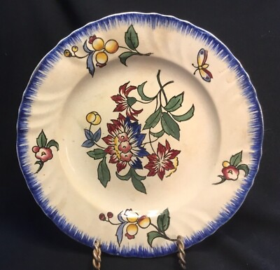 #ad Antique French Faience Handpainted Raised Plate by Longwy Faiencerie c. 1918 $165.00
