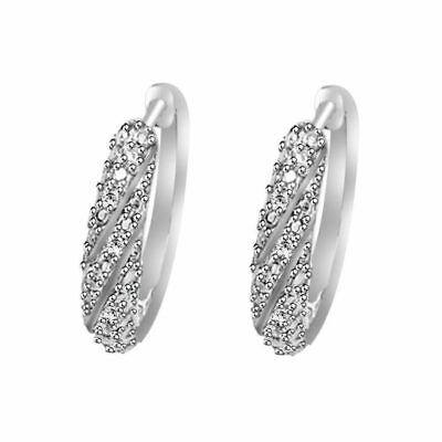 #ad Womens Hoop Earrings 925 Sterling Silver Round Cut Cubic Zirconia $191.12