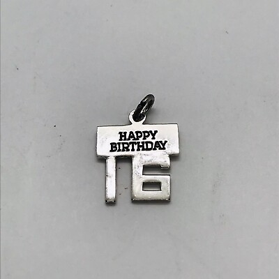 #ad HAPPY 16TH. BIRTHDAY STERLING SILVER PENDANT CHARM DESIGNER MARKED JEWELRY $11.00