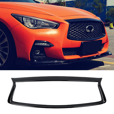 #ad Gloss Black Front Grill Outline Trim Overlay Cover For 2018 23 Infiniti Q50 Q50S $53.40