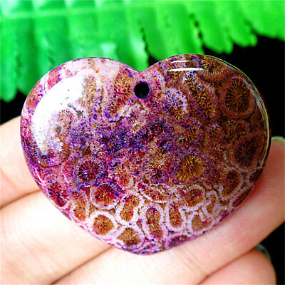 #ad 40x33x5mm Purpleamp;Brown Chrysanthemum Coral Love Heart Pendant Bead EA89761 $8.59