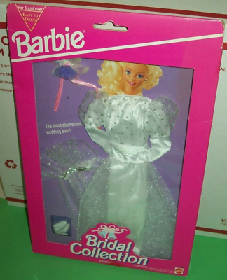#ad Barbie Fashion Bridal Collection White Dress Silver Accessories 1993 Mattel $27.99