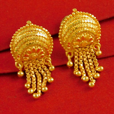 #ad Indian 18K Goldplated Earrings Bollywood Women Traditional Drop Dangle Jewellery $10.97