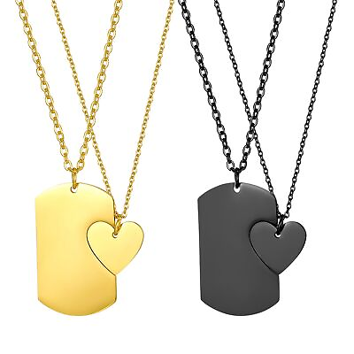 #ad 2pcs His and Hers Heart Puzzel Matching Love Couple Dog Tag Men Women#x27;s Necklace $11.99