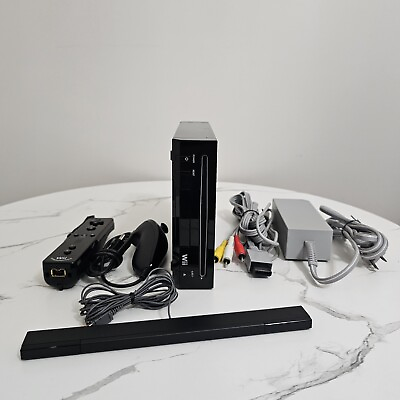 #ad Nintendo Wii RVL 101 Black Console ControllerNunchuck and Sensor Bar $87.87