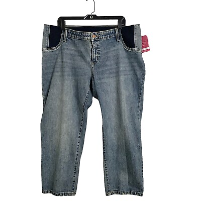 #ad Ingridamp;Isabel Vintage Straight Crop Denim Jeans Womens Maternity 16 Side Panels $14.88