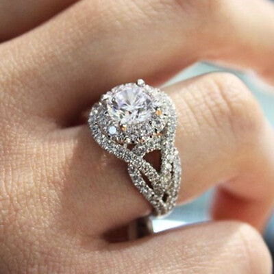 #ad Pretty Round Cut Cubic Zircon 925 Silver Ring Wedding Women Jewelry Sz 6 10 C $3.53