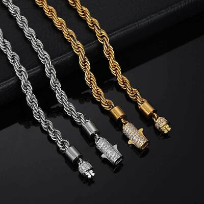 #ad 18K Gold Stainless Steel Rope Chain Mens Necklace Bracelet Jewelry Accessories $28.79