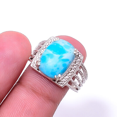 #ad Larimar 925 Sterling Silver Ring S.8 R 8039 300 44 $20.17