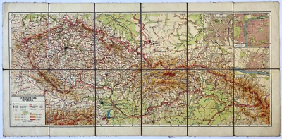 #ad Original Vintage Map CZECHOSLOVAKIA MAP COUNTRY CZECHIA SLOVAKIA 1930s $129.00