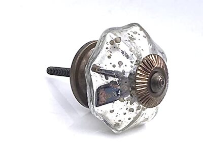#ad Antique Chrome Octagon Mercury Glass Distressed Dresser Knob Cabinet Pull ... $32.69