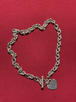 #ad 925 Solid Sterling Silver ‘Tiffany Style’ Toggle Heart Heavy 3oz Chain necklace $265.00