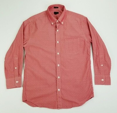 #ad J Crew slim Medium Red Arrows Pattern Button Down Long Sleeve Men#x27;s Cotton Shirt $24.99