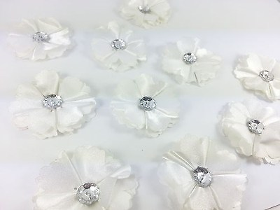 #ad CraftbuddyUS10 Gorgeous White Stickon SewOn Fabric Flower Motifs Craft Sewing $6.00