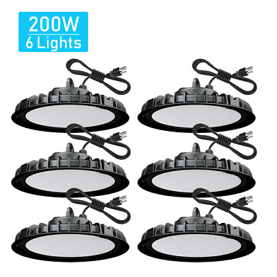 #ad 6 Pack 200W UFO Led High Bay Light Gym Warehouse Commercial Light Fixtures 6000K $156.49