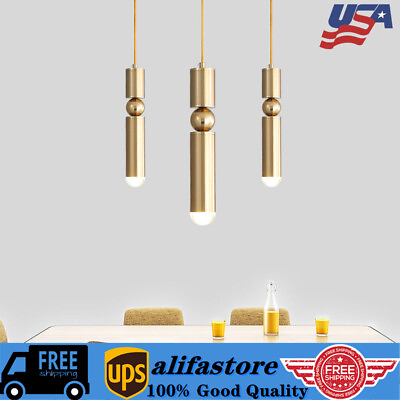 #ad Gold LED Pendant Hanging Lamp Ceiling Light Brass Tube Chandelier Fixture Modern $13.80