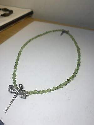 #ad PERIDOT NECKLACE 925 STERLING SILVER CLASP 18quot; 20” AUGUST BIRTHSTONE Dragonfly $25.00