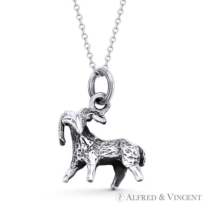 #ad Aries the Ram Zodiac Sign Luck Animal Pendant amp; Necklace in .925 Sterling Silver $33.59