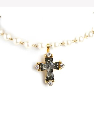 #ad New Virgins Saints amp; Angels Iconic Pearl Choker with Maria Cross Medallion $225.00