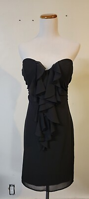 #ad Guess black ruffle front sleeveless dress express size medium $19.99