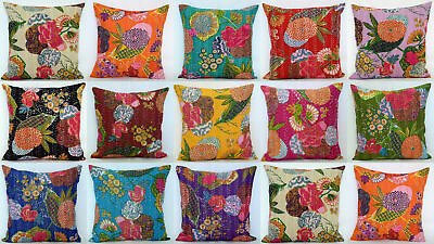 #ad 16#x27;#x27; INDIAN CUSHION COVER PILLOW CASE KANTHA WORK FLORAL ETHNIC THROW DECOR ART $9.99