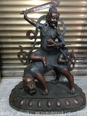 #ad 40#x27;#x27; Tibetan Buddhism Copper Mahakala Wrathful Deity Buddha statue sculpture $4148.00