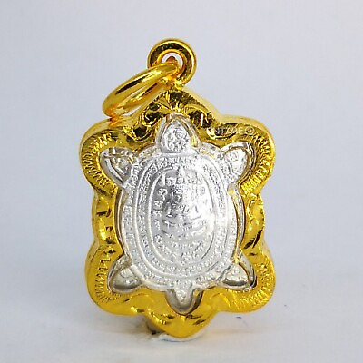 #ad Silver Turtle Buddha Phaya Tao Ruean Thai Amulet Gold Micron Case $32.50