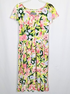 #ad Vintage 1980’s Carol Anderson Classic Stunning Secretary Shirt Dress Floral M $90.00