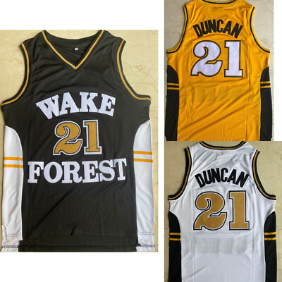 #ad Retro Vintage Tim Duncan #21 Wake Forest College Basketball Jersey Stitched $35.99