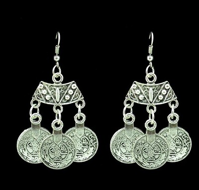 #ad Turkish Style Silver Color Coin Earrings $9.99